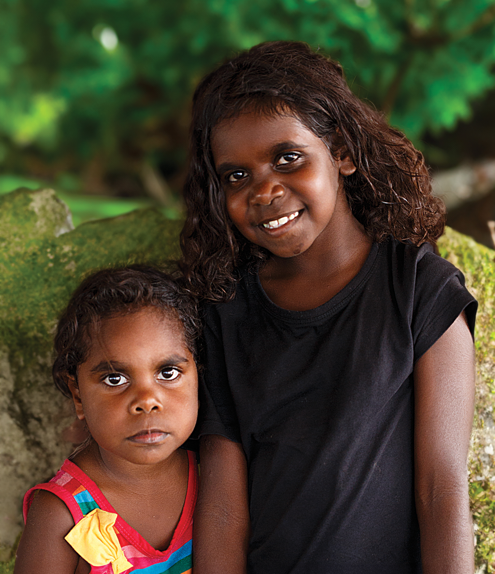 Darwin, Australia-October 05,2018: Australian aborigine girls enjoys a family meal at a local restaurant , Darwin-Australia